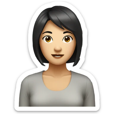 Slim asian woman, round eyewith short black hair sticker