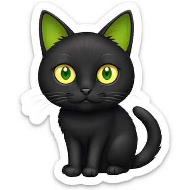 Black cat whith yellow-green eyes  sticker
