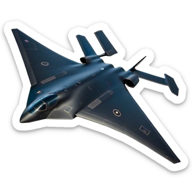 B-2 Spirit bomber - Northrop B-2 (Model Year: 2021) (Iconic colour: Stealth black) - A sleek, stealth bomber with smooth, angular contours and a matte jet-black finish. Emphasize a futuristic, minimalist design with a seamless fuselage, low-profile wings, and an overall intimidating stealth aesthetic. sticker