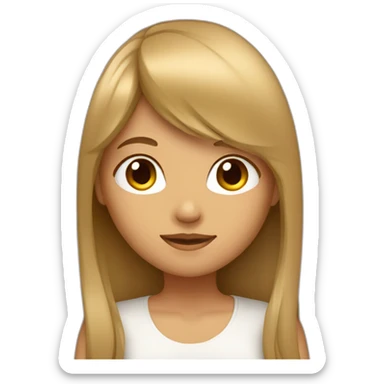 tan girl with long hair and bangs with star sticker