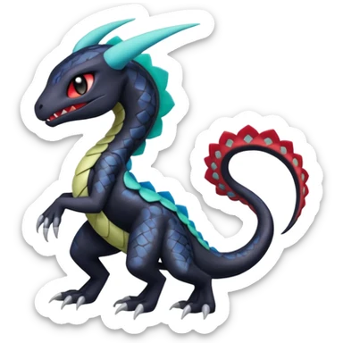 Colorful Exotic Meloetta-Salandit-Darkra-Stitch-Fakémon-creature-hybrid sticker