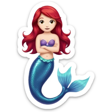 Princess Ariel emoji with red hair, mermaid tail, friendly expression sticker