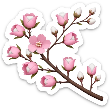 tree branch decorated with flowers and cotton sticker