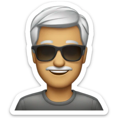 50 years with short gray hair, sunglass sticker