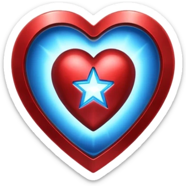 A red Iron Man heart with a glowing blue star in the center sticker