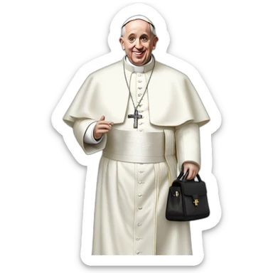Pope Francis with his balenciaga coat sticker