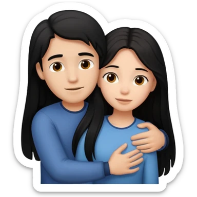 Couple that lobes eachother girl has black lonh hair he is white with brown hair sticker