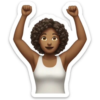 Full body woman raising both arms sticker