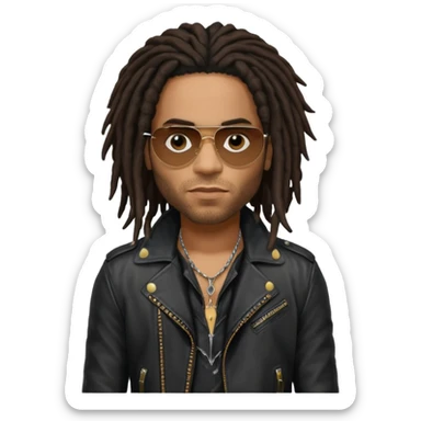 Lenny Kravitz with dark brown long dreadlocks sticker