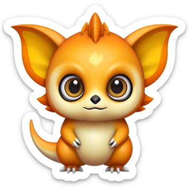 Randomly-colored exotic chibi Fakémon-creature sticker