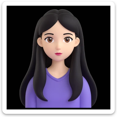 emoji of a white girl with black long hair and brown eyes, neutral expression sticker