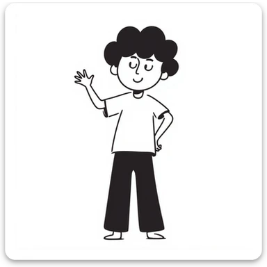 a boy in hand-drawn doodle style, playful pose sticker
