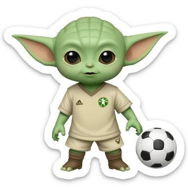 cute baby Yoda playing soccor sticker