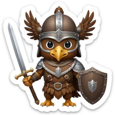 eagle with viking helmet and sword behind sticker