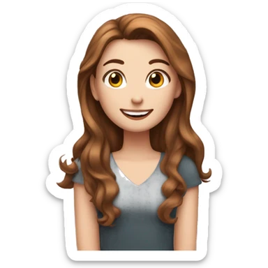 white girl with brown hair celebrating her birthday with cat sticker