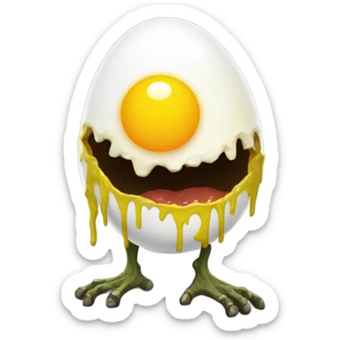 A sunny side up egg zombie sticker