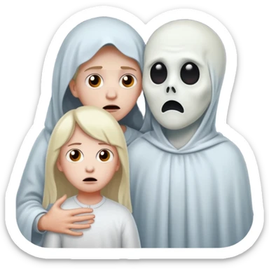 Brother is scared with 1 ghost and girl's mom takes ghost away sticker