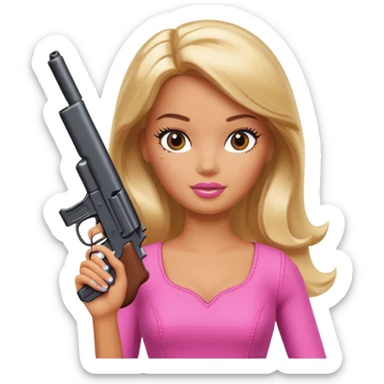 barbie holding a gun  sticker