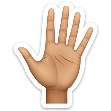 a .5 veiw of a person with their hand out in front of them facing palm up, and their other hand facing sideways, resting in the first hand to make a T shape. this mimics the hand motion for the slang term “boi” sticker
