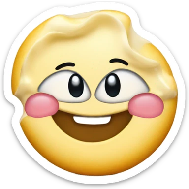 smiling emoji with the mayonnaise on top of it, blushing satisfied sticker