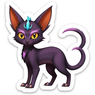 Black edgy Noivern-Noibat-Torracat-Sphynx-Lykoi-Caracal-cat-Fakemon-fusion-hybrid-creature sticker
