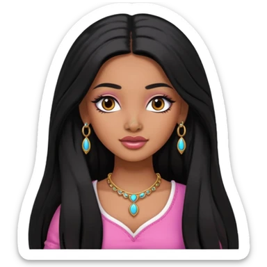 Indian Barbie with black long hair and a nose piercing  sticker