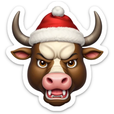 angry winter New Year's with black horns bull emoji sticker