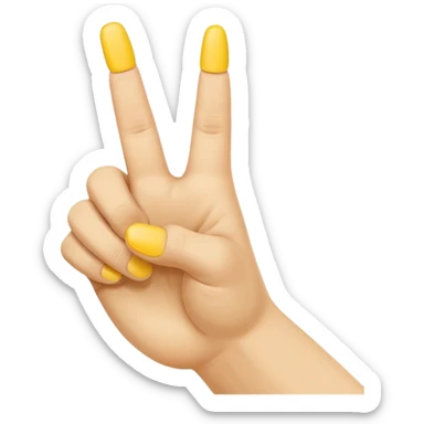 yellow hand making a pulling gesture with middle finger and index finger joined, pulling downwards from the wrist, apple emoji style sticker