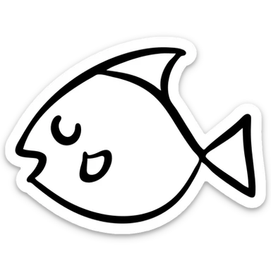 Playful singing fish, cheerful cartoon fish sticker