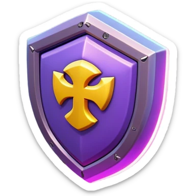 Clash of Clans aesthetic: Cinematic Playful 3D Isometric Energy Shield Emoji, rendered in a 3D vector-style similar to standard emojis with minimal shading and bold, simplified shapes. A compact, distinct form with signature details, softly glowing with a futuristic sci-fi warfare charm. Simplified yet unmistakably iconic, highly detailed and consistent, glowing with a soft radiance and high shine. Stylized with a touch of high-tech brilliance and a soft glowing outline, capturing the essence of a beloved gaming relic with a friendly, playful manner! sticker