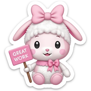 my melody with sign that says great work sticker