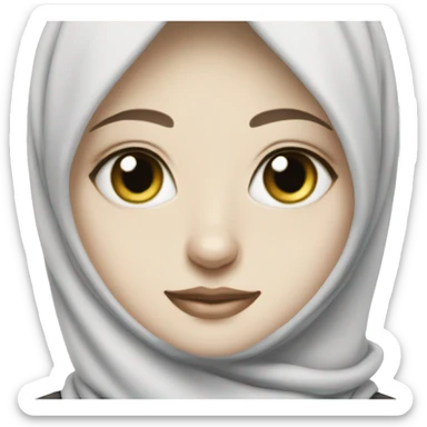 Make me a hijabi with a white cat the cat should be green on one eye and blue on the other eye sticker