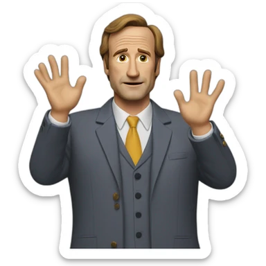 saul goodman with both his hands raised trying to grab something sticker