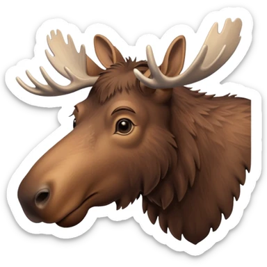 A high-resolution digital illustration of a young moose in a clean, semi-realistic style. The young moose is shown facing sideways head tilted  sticker