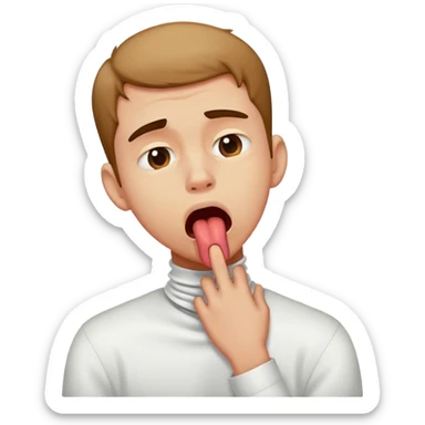 Guy choking his neck sad with tongue out  sticker