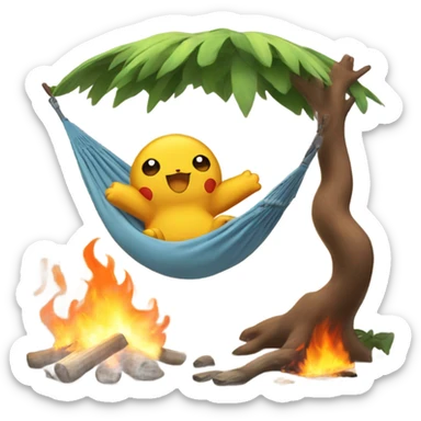 Snorelax the Pokémon is chillin in a hammock while everything is on fire sticker