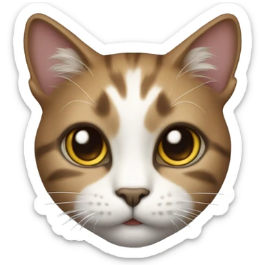 Realistic cat with white face and chest and dark grayish brown fur around eyes sticker