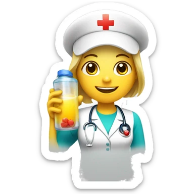 overwork nurse hold an energy dring sticker