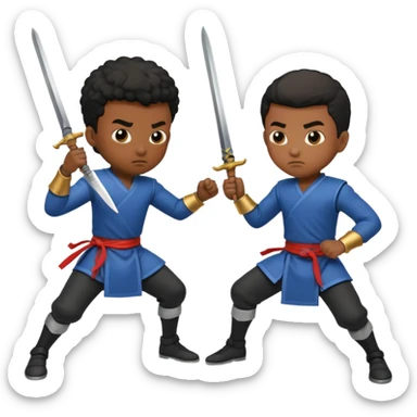 2 black boys sword fighting  sticker