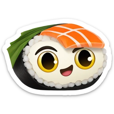 A sushi roll that has a face on it   sticker