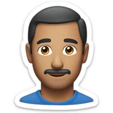 brown man that looks rich like steve jobs also have brown eyes and no facial hiar with a blue polo shirt sticker