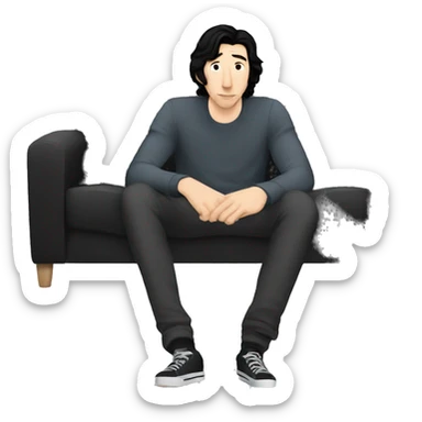 Adam driver in couch with two black snakes watching a movie  sticker