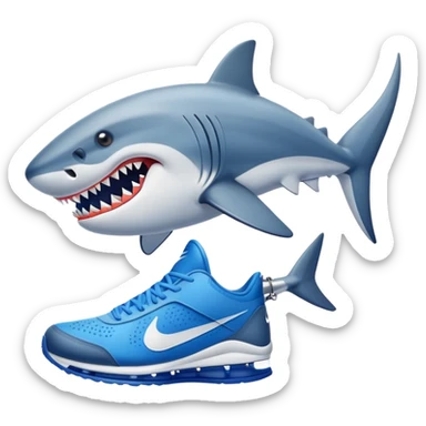 tiburón con piernas y zapatos azules de nike sticker