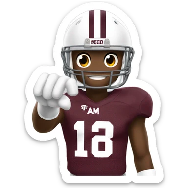 Texas a&m 12th man football player holding up a thumb sticker