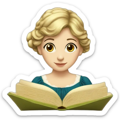 young jane austen reading a book sticker