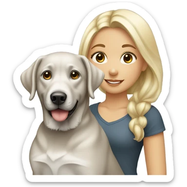 Blonde girl with a silver lab sticker