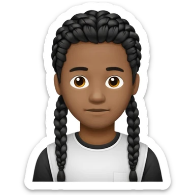 Hazme un emoji de un hombre negro con trenzas cortas, camiseta blanca y una pequeña perilla sticker