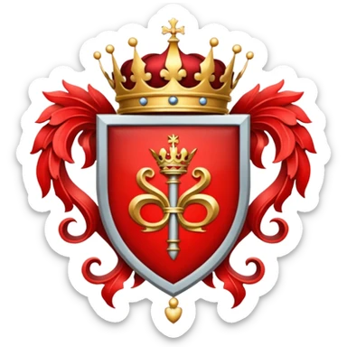 Royal crest (mainly red) sticker