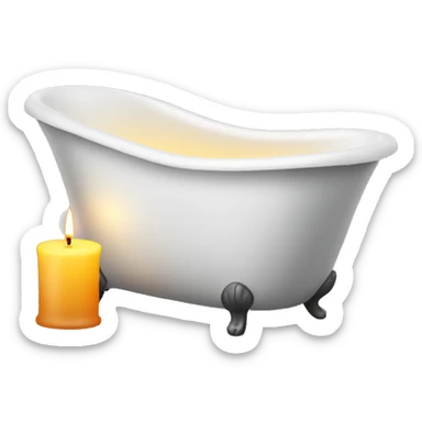 Bathtub with bubbles and a candle sticker