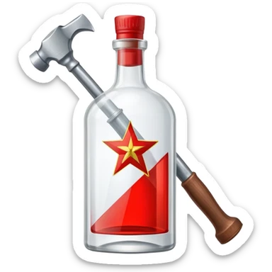 soviet vodka bottle with hammer and sickle sticker